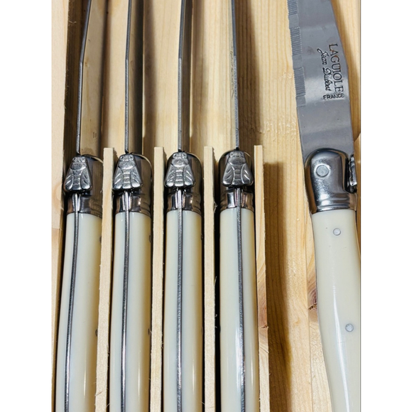 Williams Sonoma Jean Dubost Laguiole Steak Knives, Set of 5 White Made In France - Picture 3 of 8